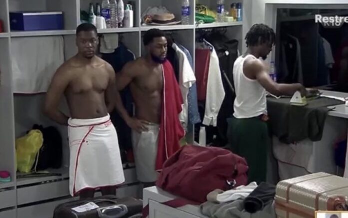 PHOTO: Reactions as BBNaija S9 housemate, Shaun Okojie, showed his big dick while he tied towel round his waist in changing room