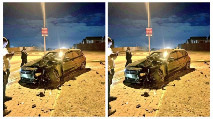 VIDEO: Josiah Thobejane in R250K debt after his friend, Olwami MadeIt, crashed his BMW M135i at night while overtaking 2 cars in driving spirited Dashcam footage