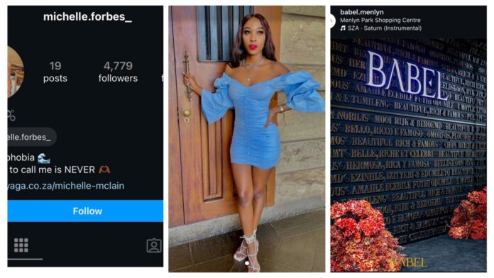 PHOTO: Michelle Forbes is the 2nd manager of Babel Menlyn restaurant telling girls to wear makeup because they are ugly after being exposed by Molly Bave on TikTok