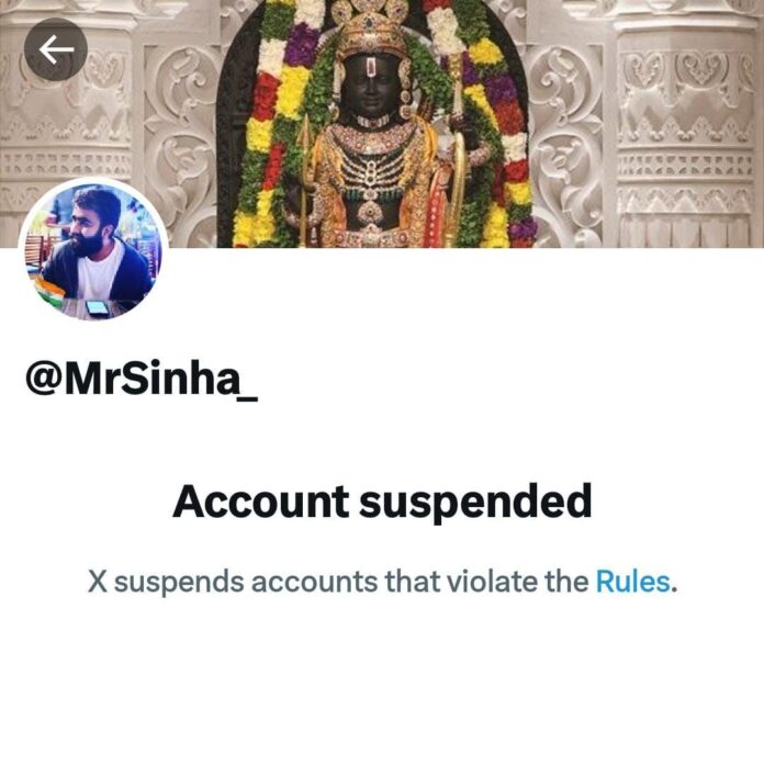 PHOTO: MrSinha and Kreately Media X account got suspended