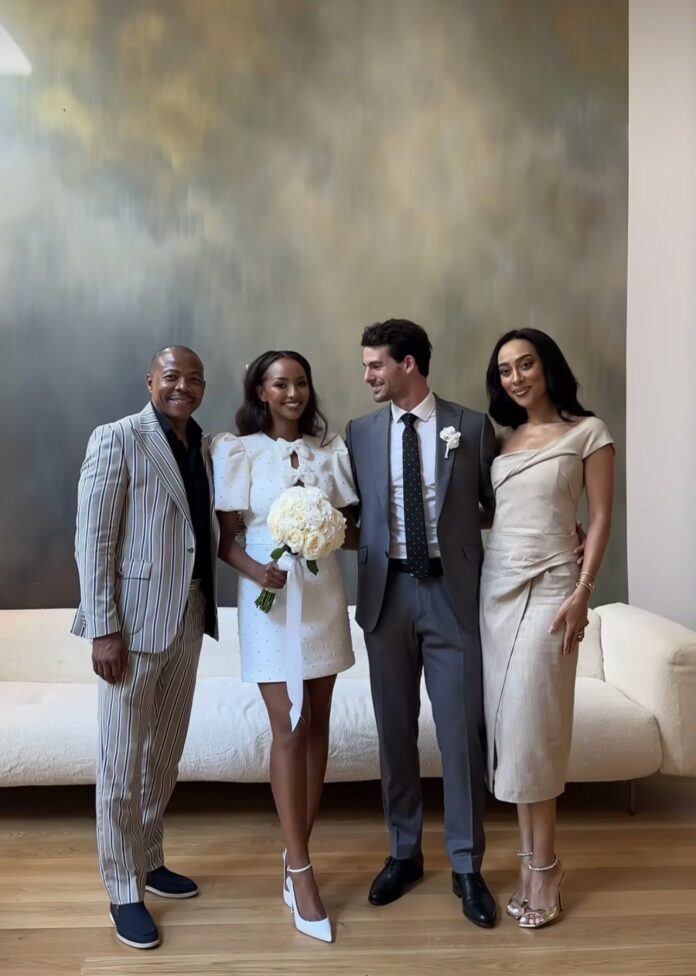 PHOTO: Sarah Langa and her new Millionaire boyfriend, Lonwabo Sambudla, attended Naomi Schiffs, wedding at Hoteldepourtales in Paris