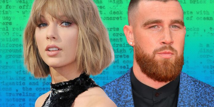 Taylor Swift and Travis Kelce over document text