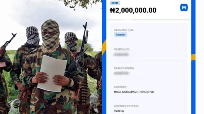 PHOTO: Bandit, Musa Muhammad, received N2M through Palmpay with 7026353728 account number