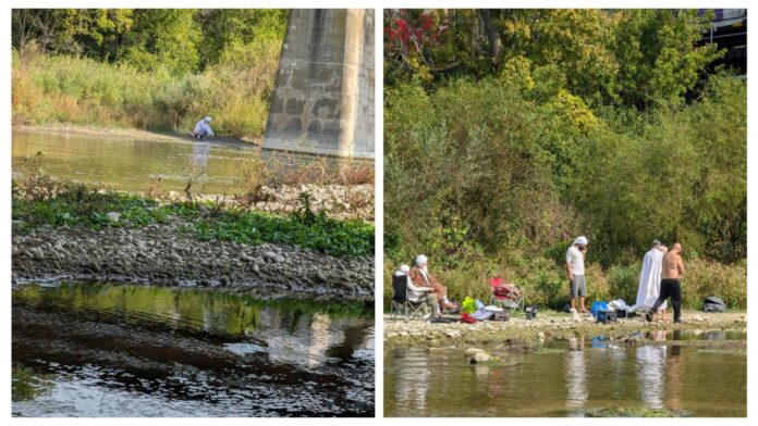 PHOTO: Outrage as Indian Sikhs seen pooping by Grand River riverbank at Schneider Park in Waterloo Region, Kitchener