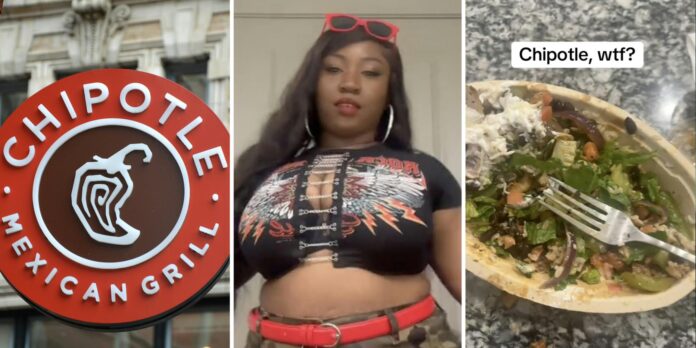 ‘I never get the lettuce!’: Customer calls out Chipotle after finding something strange in her burrito bowl